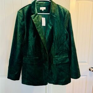 LOFT Deep Green Velvet Blazer